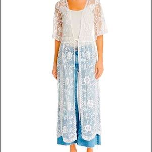 Aqua White Lace Kimono Cardigan - Never Worn
